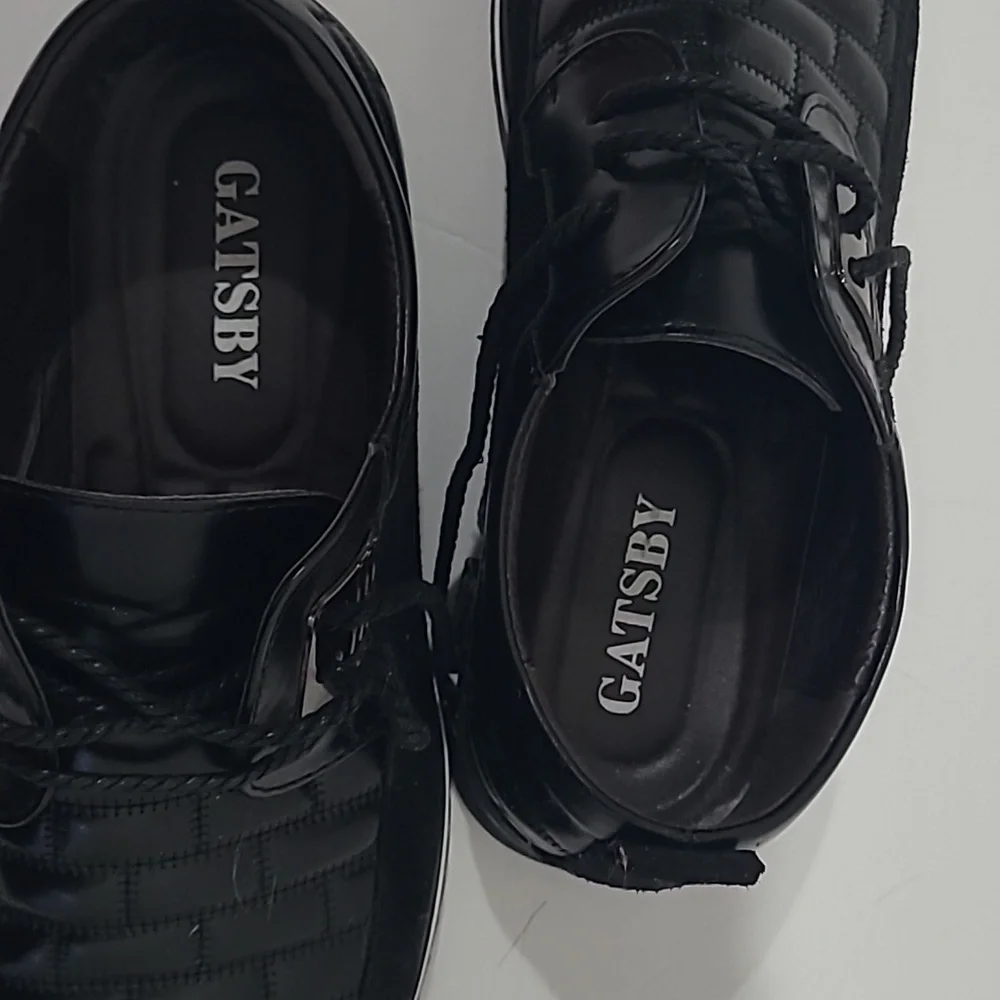 Men's Black Lace-Up Oxford Derby Shoes